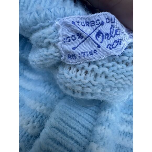 Vintage Cardigan Sweater Baby Blue & White Baby Size 12-18 Months Knit - Picture 2 of 3